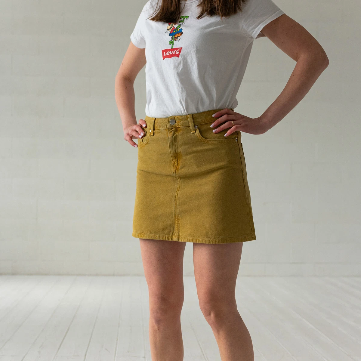 Mud Jeans Sophie Rocks women s yellow denim skirt S