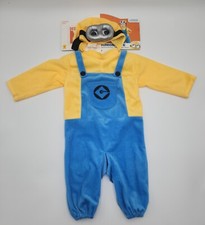 Boys Despicable Me Size 1-3Y Minions Hooded Fleece Zipper One Piece Outfit NEW