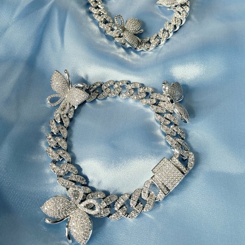Icy Butterfly Cuban Link Anklet | eBay