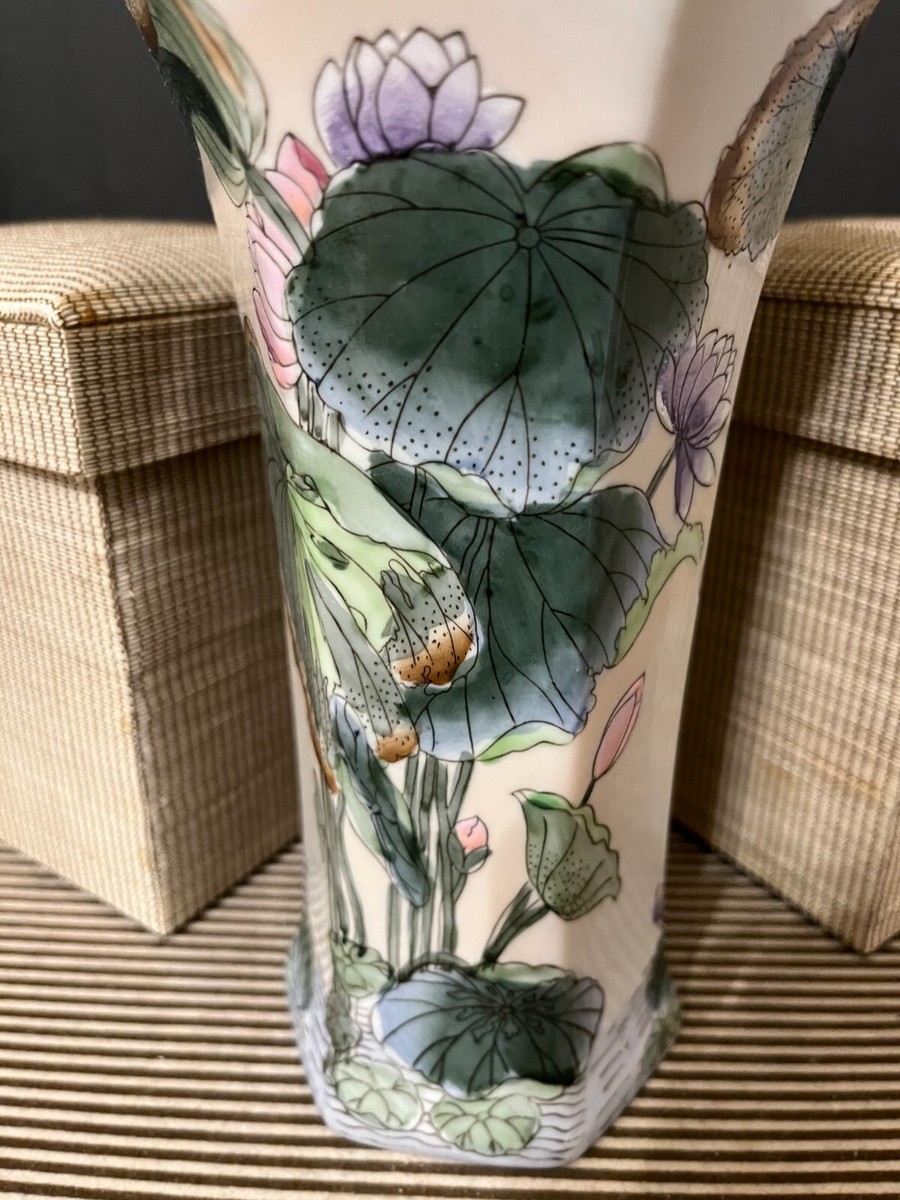 ●希少 JAPANESE MODERN VINTAGE FLOWER VASE● Vintage TOYO Ikebana Vase Mid Century Modern Water Lilies Japan