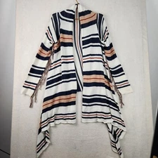 Amuse Society Womens Size Large Open Front Fringe Sleeves & Back Knit Sweater