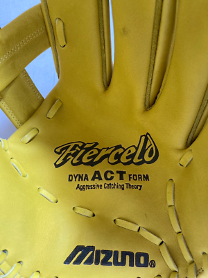 ののの Mizuno Baseball Glove Leather Yellow For Softball Outfielder New