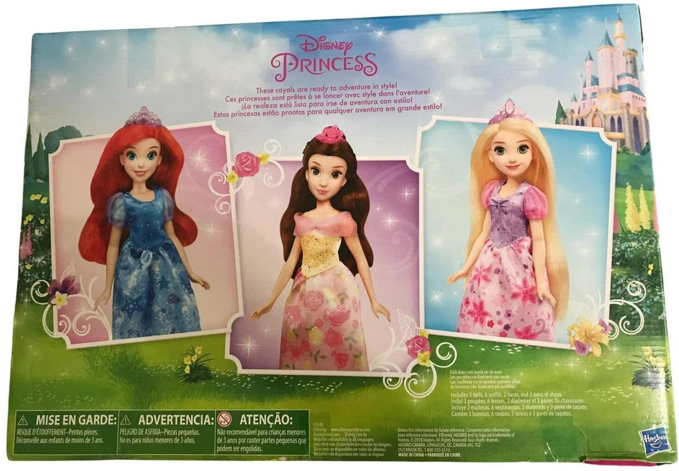 JUEGO DE VESTIR PRINCESA REAL DISNEY 3 MUÑECAS ARIEL BELLE RAPUNZEL +3 VESTIDOS EXTRA Foto 4 de 4
