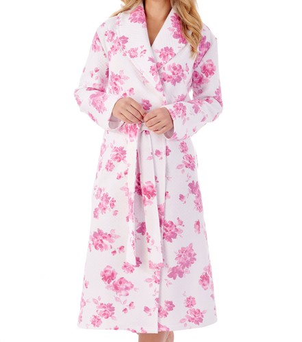 Dressing Gown Wrap Slenderella Ladies Floral Mock Quilt Bath Robe Housecoat - Picture 24 of 25