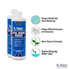 Rx Clear Ultra Mineral & Stain Remover 1 Quart Pool Chemical - Choose Quantity