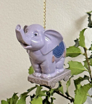 Lladro 6388 ~ Circus Star ~ Adorable Purple Elephant ~ Hanging Ornament