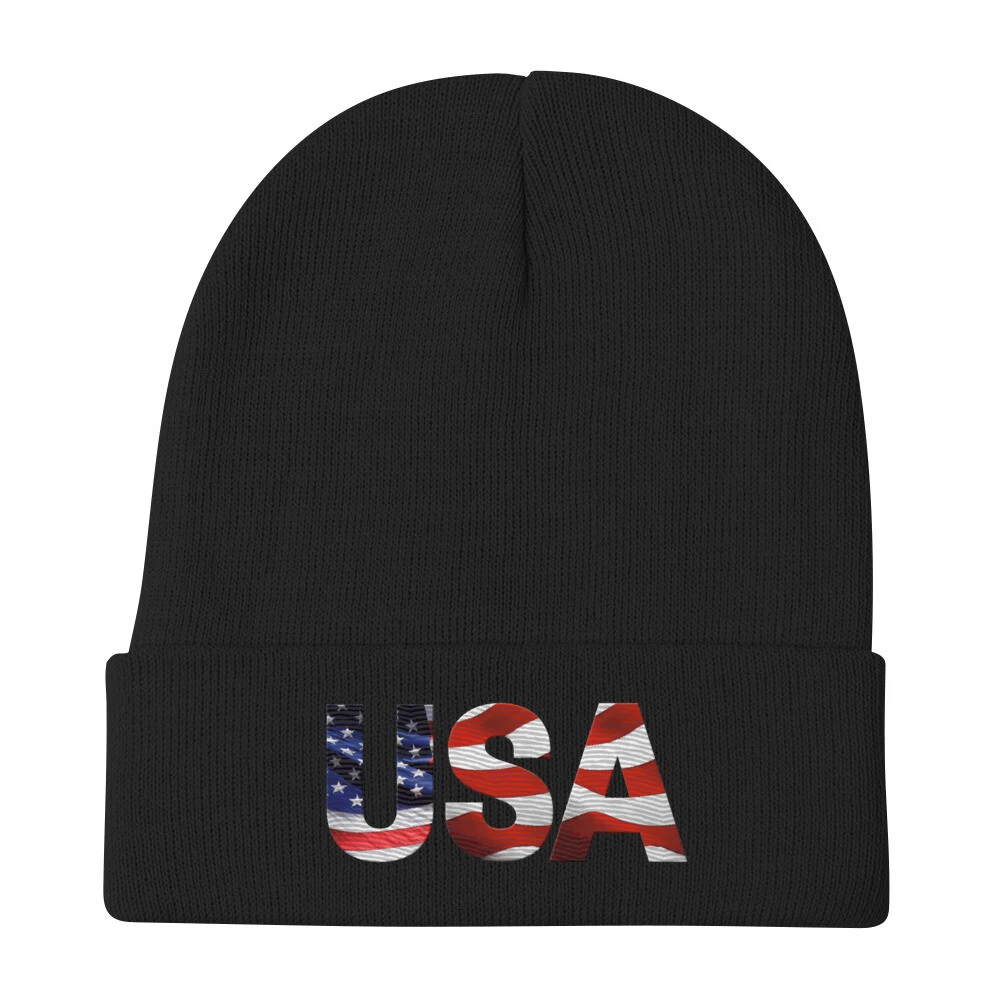 Embroidered Beanie American Fag USA.
