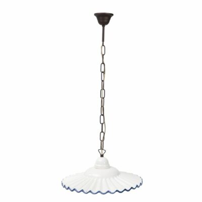38cm Country Blue Edge White Ceramic Chain Pendant Chandelier