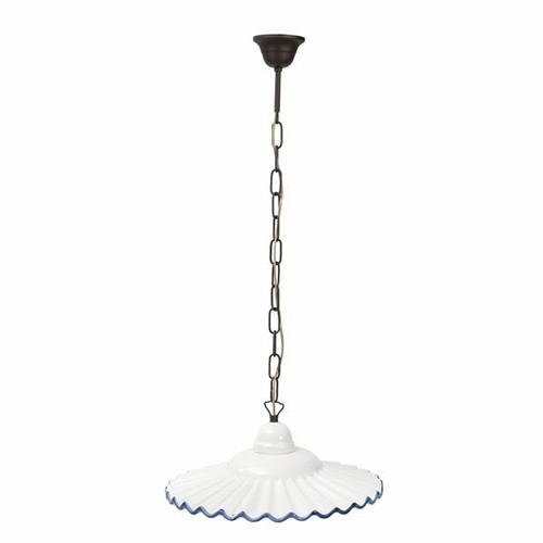 Lustre Suspension Céramique Blanc Et Bleu – 38 Cm, Style Pays, Neuf, Italie