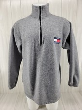 Vintage 90s Tommy Hilfiger Fleece Sweatshirt Mens Medium Pullover Gray 1/4 Zip