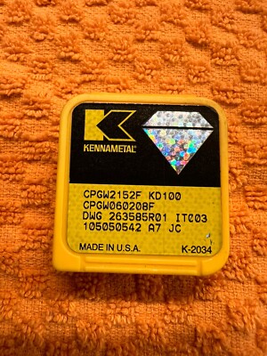 Kennametal PCD Inserts CPGW060208 Grade KD100.  1 Per Box, 14 Available