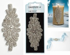 David Tutera Double Row Rhinestone Applique w/ Crystal sash headband dress ect.