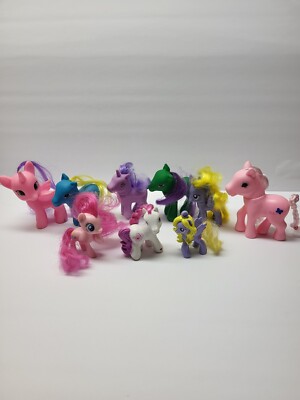Lot Of 9 My Little Pony Horses Vintage And Recent pink green purple pony
