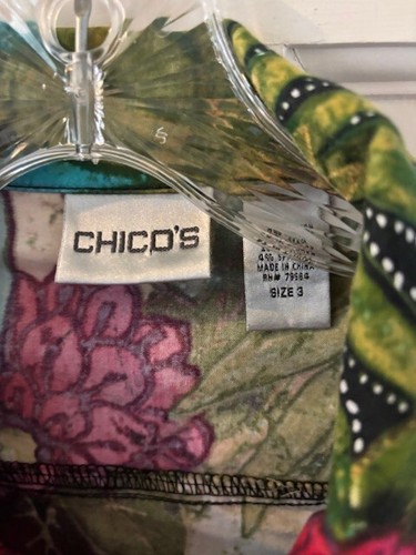 CHICO'S FULL ZIP SPRING SUMMER FLOWERED JACKET SZ 3 16 18 NWOT TRUCKER GORGEOUS - Picture 7 of 7