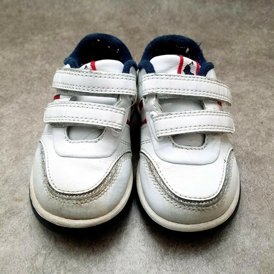 Polo Ralph Lauren Baby Boys Roster Sz 6 M White Leather Hook & Loop Sneakers - Image 2 of 4