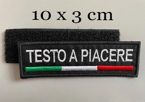 PATCH PERSONALIZZATA RICAMATA CON TESTO SU BASE NERA CM.10X3