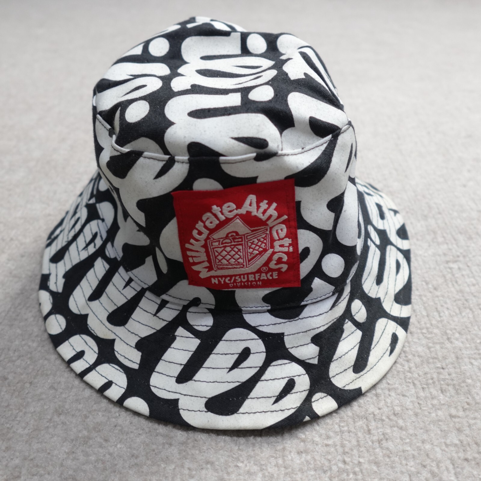 Vintage Milkcrate Athletics Bucket Hat Black White Red Ill Made in USA
