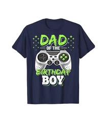 Men's M Blue Dad Of The Birthday Boy Game Controller Graphic Print Tee
