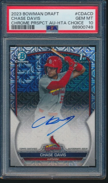 PSA 10 CHASE DAVIS AUTO 2023 Bowman Chrome HTA Choice REFRACTOR/150 RC GEM MINT