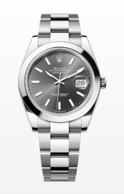 Rolex Datejust 126300 Silver Oyster Bracelet with Smooth Bezel (Gray Dial)