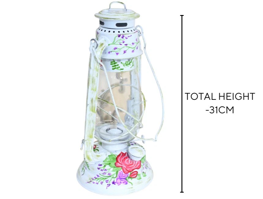 Charming Brass Antique Lantern Lamp with Weathered Finish Vintage Elegance - Image 3 of 4