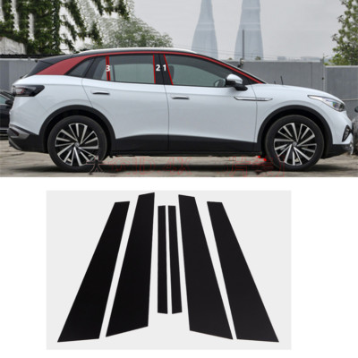 6x Black Pillar Panel For VW ID.4 ID4 2021-2023 Window Door Trim