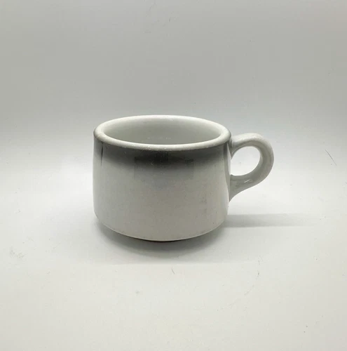 Vintage Shenango China Restaurant Ware Heavy Small Coffee Cup Mug Gray Rim 1960s
