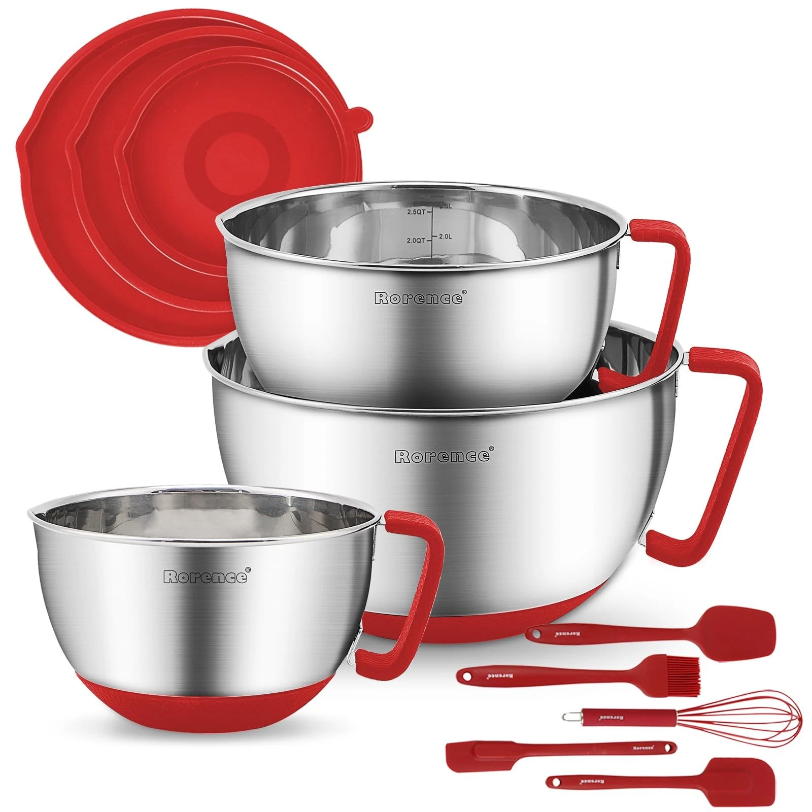 Rorence Stainless Steel Mixing Bowls Metal Mixing Bowl Set with Lids and Hand...
Opens in a new wind