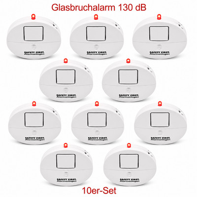 Glasbruch Fenster Alarm 130 dB - Einbruch Sensor Melder Schutz Anlage 10er-Set