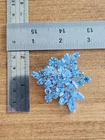 Vintage Unsigned Costume Jewelry - Silver and Blue Rhinestone Flower Brooch