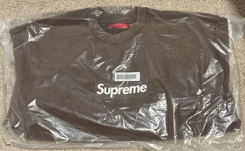 Logo Supreme Washed Box col rond marron SS25 taille homme petit neuf avec étiquette LIVRAISON GRATUITE !