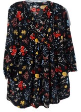 Old Navy Womens Dress Size Medium Black Floral Long Sleeve Boho Cottagecore