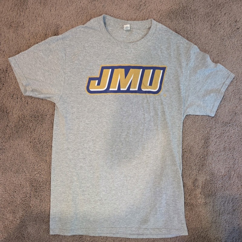 JMU James Madison Dukes Light Gray Short Sleeve T-Shirt Graphic Logo  Small