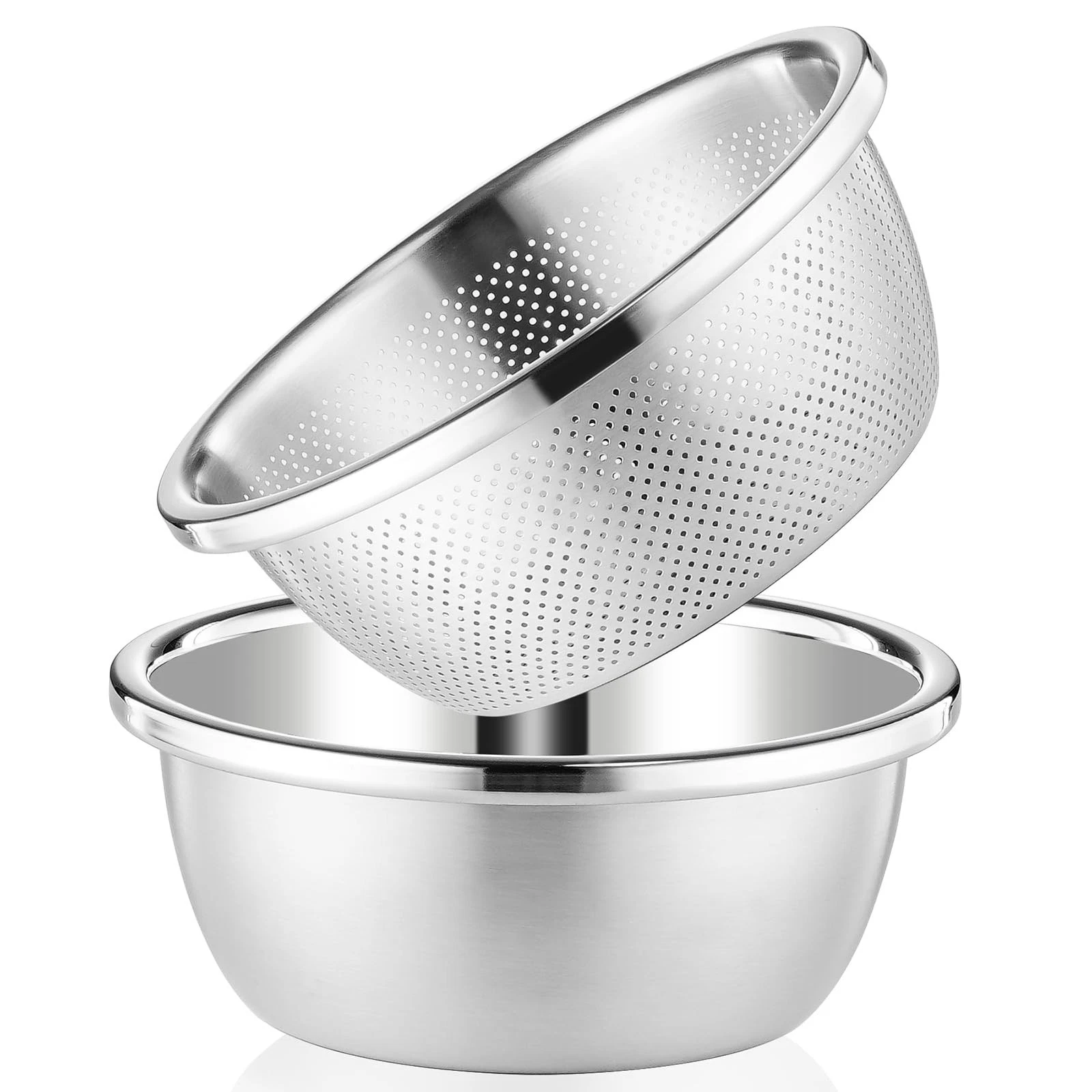 304 Stainless Steel Colander 4QT Microporous Colander & Large Bowl for Kitche...
