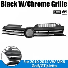 For 2010-2014 VW MK6 Golf/GTI/Jetta W/ Chrome Trim Sport Grille Hatchback Black