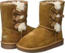 NIB Koolaburra by UGG Girls Victoria Short Bow Fashion Boot Chestnut Size 7 T