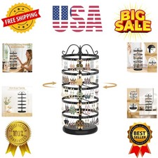 Rotating Earring Holder Organizer Stand, 5 Tier Metal Tree Display for Women ...