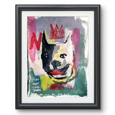 Aleph Original Art Dog 14x11 Abstract Expressionist Painting Gallery Paper