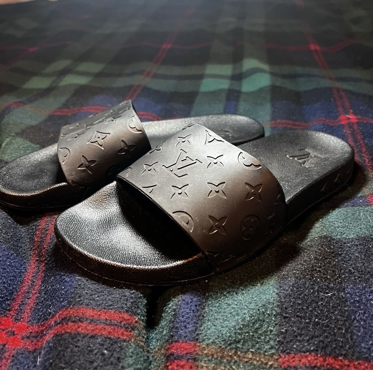 Louis Vuitton Waterfront Mule Slide Men's Black Monogram Rubber