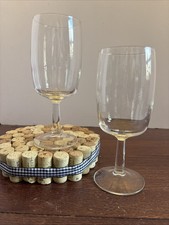 Vintage MCM Federal Glass Sheer Rim Clear Goblet Wine Glass Set Of 2