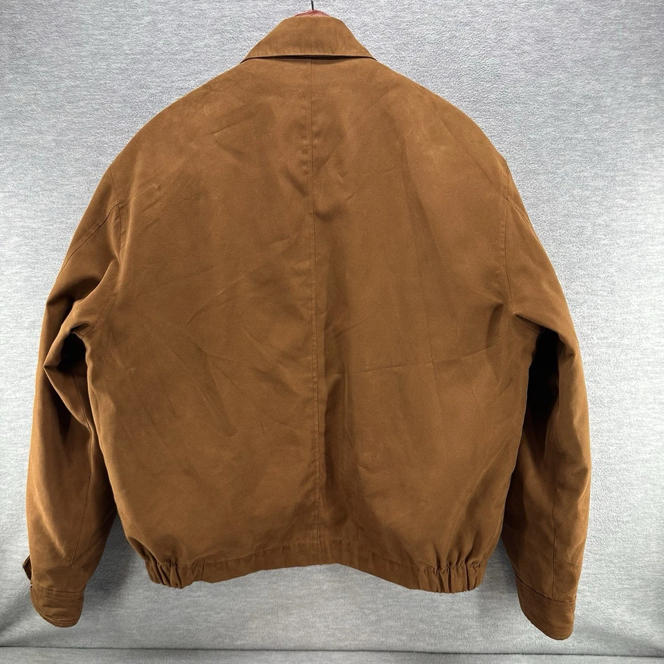 JOS A BANK - Men's Medium Soft Suede Brown with Zip Up Liner Bomber Jacket A34 - Image 2 of 4