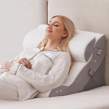 3PCS Wedge Pillow Set for After Surgery, 10-in-1 Adjustable 3pcs, White/Grey 