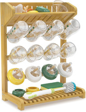 Esluker.Ly Baby Bottle Drying Rack Bamboo Vertical Dryer Holder