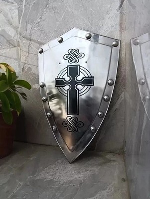 Medieval Templar Crusader Knight Shield 18G Steel SCA LARP Armor
