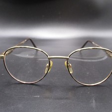 Vintage Gold Tone Oval Full Rim Eyeglass Frames Adjustable Nose Pads 50mm