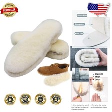 Women Genuine Sheepskin Insoles 2 Pairs - Plush Thick Fleece Boot Comfort