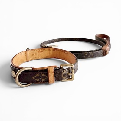 LOUIS VUITTON Baxter Dog Collar MM & Dog Leash MM Medium Dog