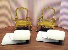1:12th Scale Dolls House ~ Set 2 Louis XV style Chairs ~ DIY Upholstery