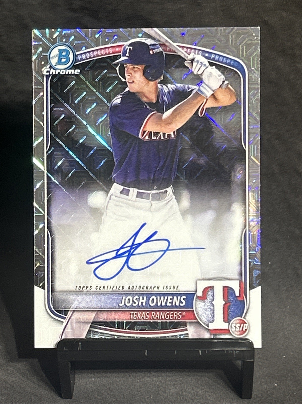 2025 Bowman Draft Mega Box Chrome Prospect Autographs Josh Owens #BMA-JO Rangers