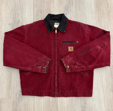vintage Carhartt J97 CRI Crimson Red Detroit Jacket size L Rare / USA Made